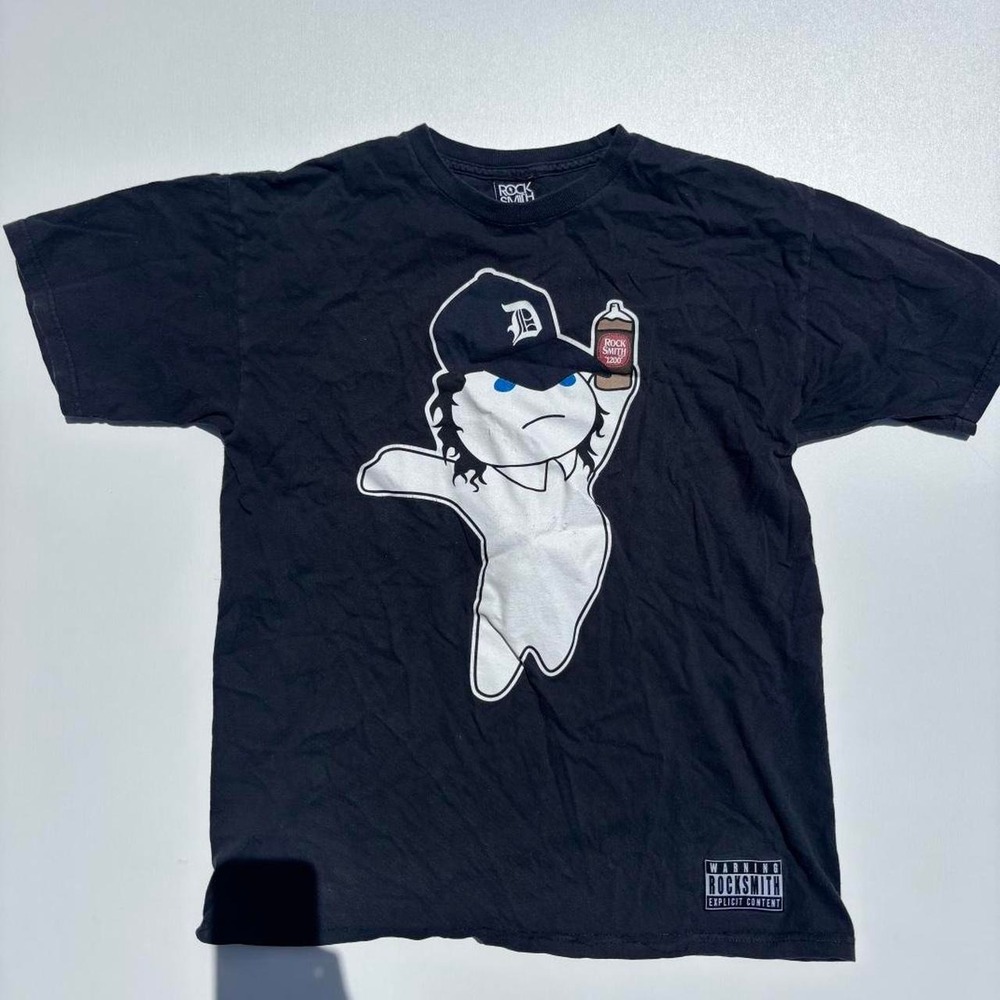 Vintage Black Rocksmith tee with white graphic, Size M